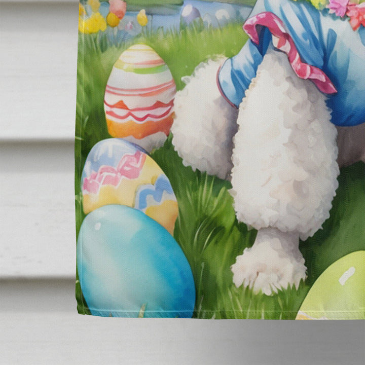 White Poodle Easter Egg Hunt House Flag Image 4