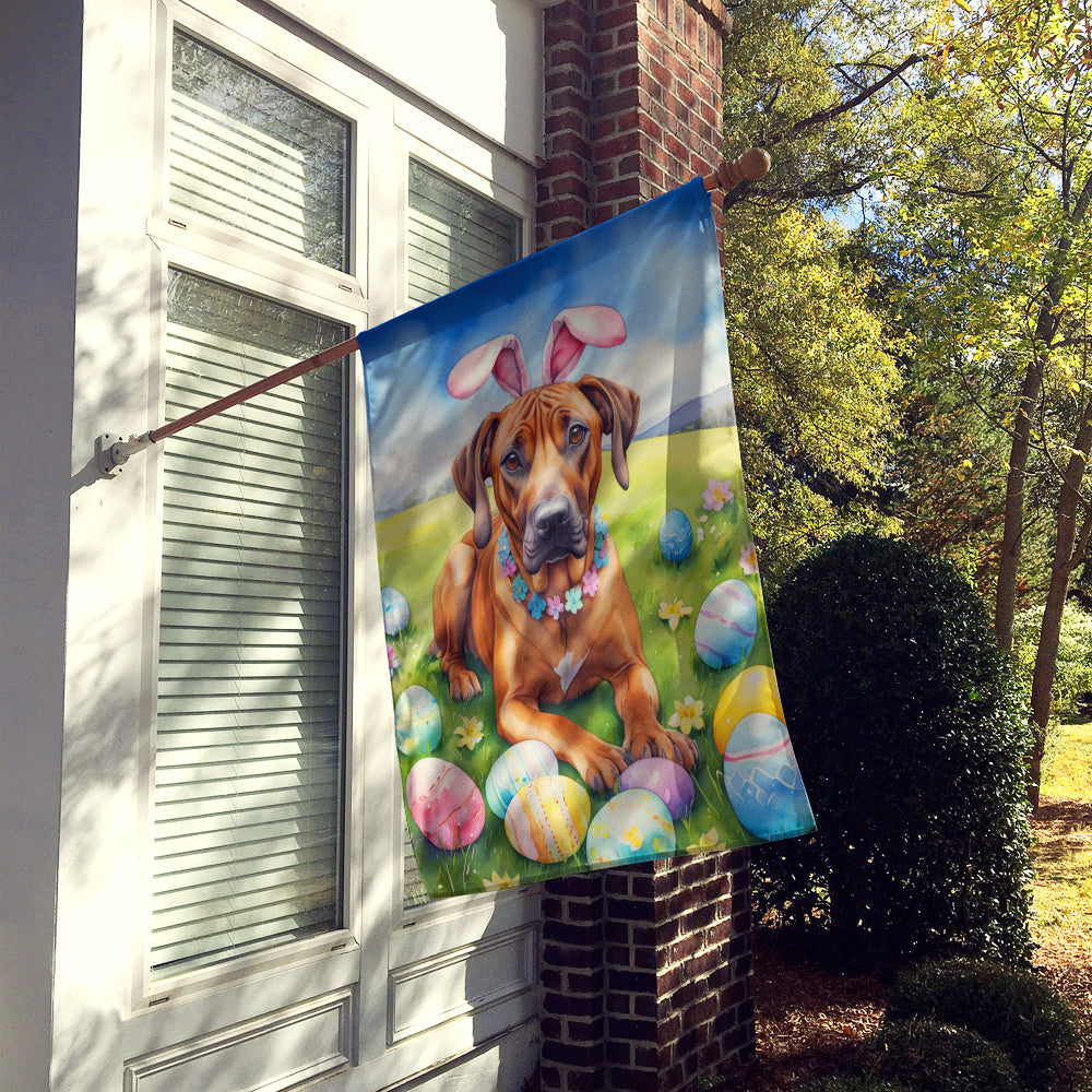 Rhodesian Ridgeback Easter Egg Hunt House Flag Image 2