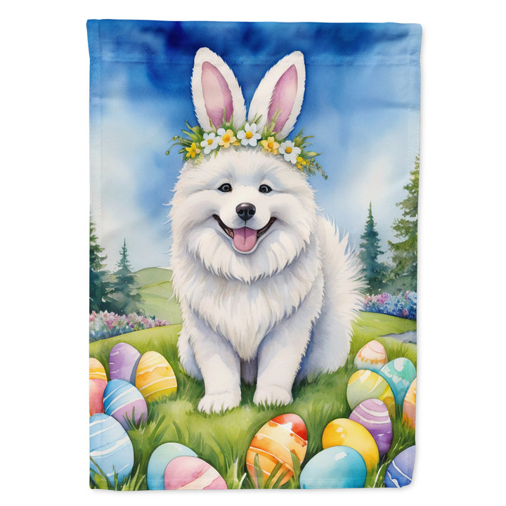 Samoyed Easter Egg Hunt House Flag Image 1