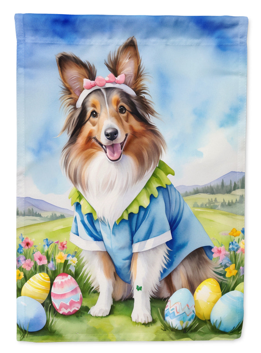 Sheltie Easter Egg Hunt House Flag Image 1