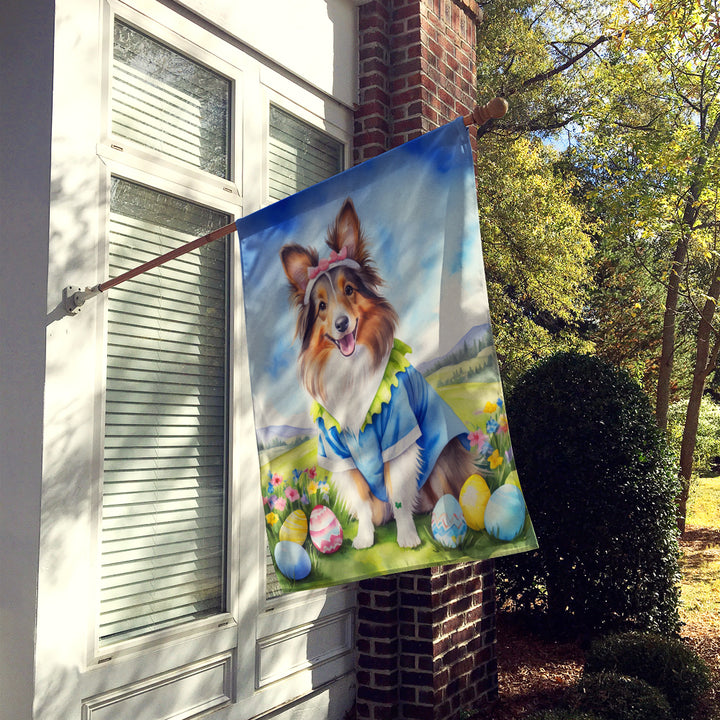 Sheltie Easter Egg Hunt House Flag Image 2