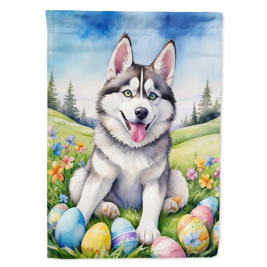 Siberian Husky Easter Egg Hunt House Flag Image 1