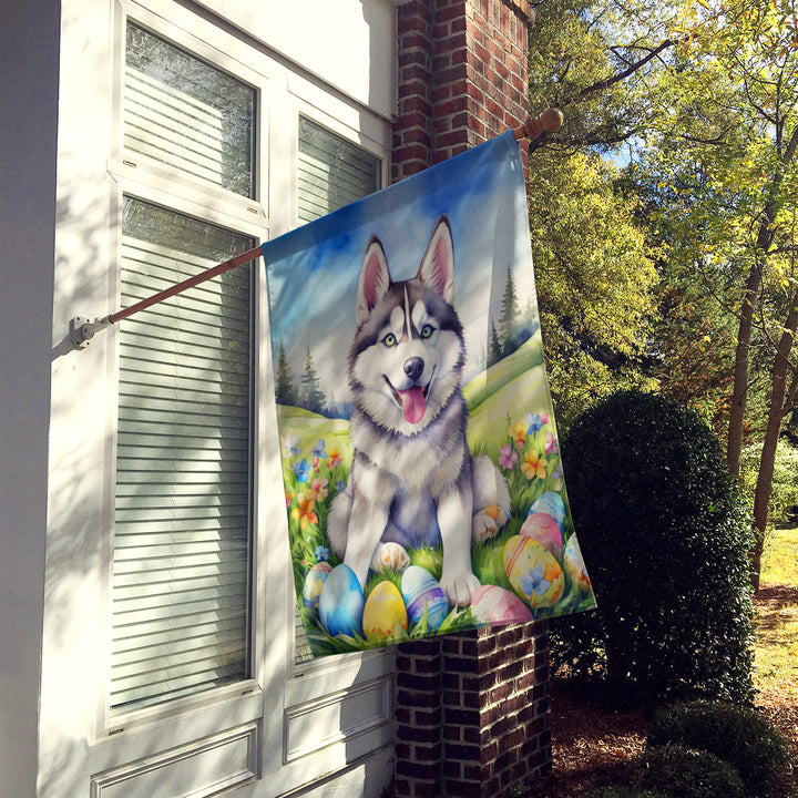 Siberian Husky Easter Egg Hunt House Flag Image 2