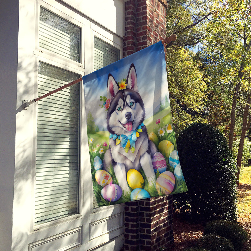 Siberian Husky Easter Egg Hunt House Flag Image 2