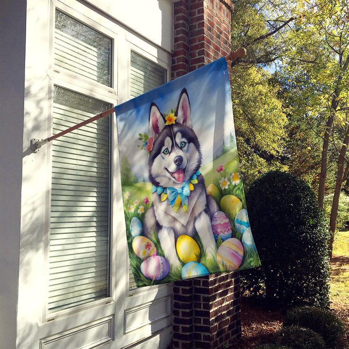 Siberian Husky Easter Egg Hunt House Flag Image 2