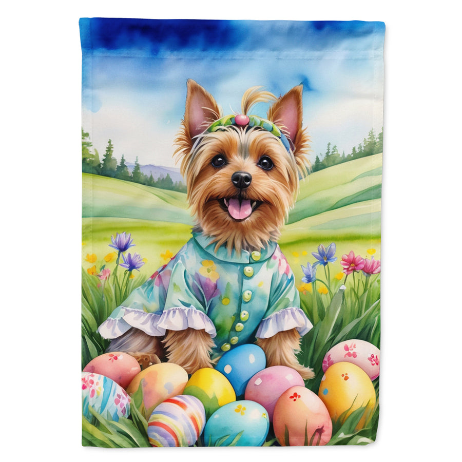 Silky Terrier Easter Egg Hunt House Flag Image 1