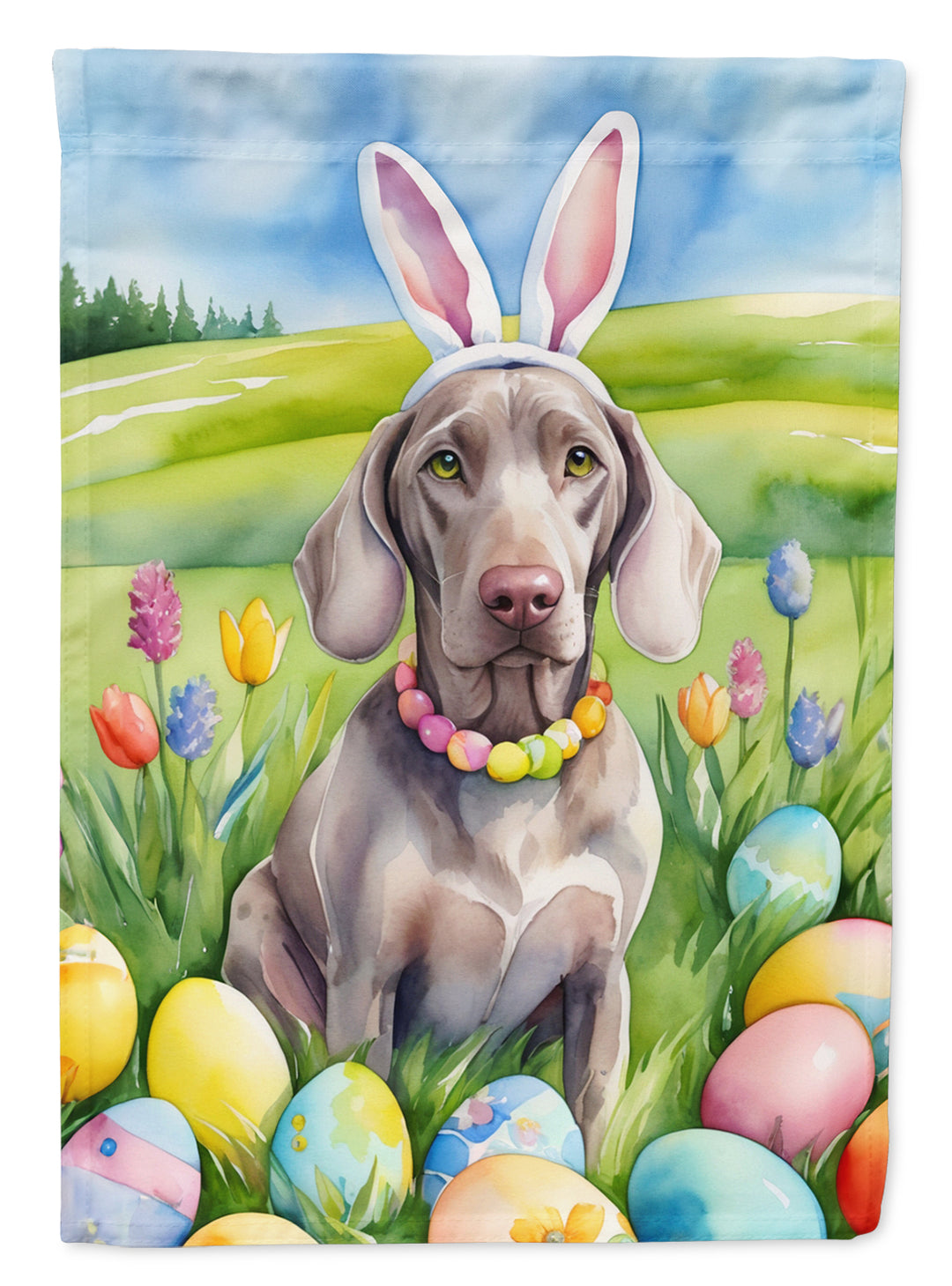 Weimaraner Easter Egg Hunt House Flag Image 1