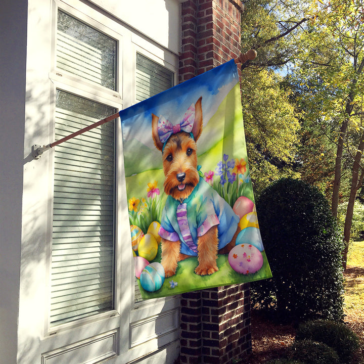 Welsh Terrier Easter Egg Hunt House Flag Image 2