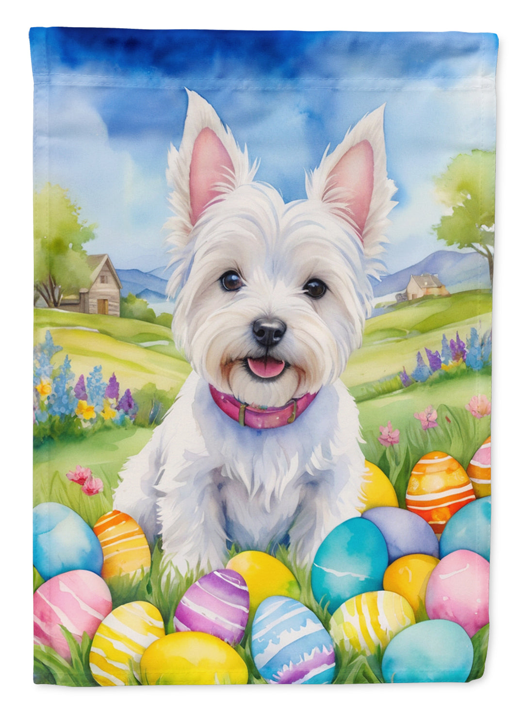 Westie Easter Egg Hunt House Flag Image 1