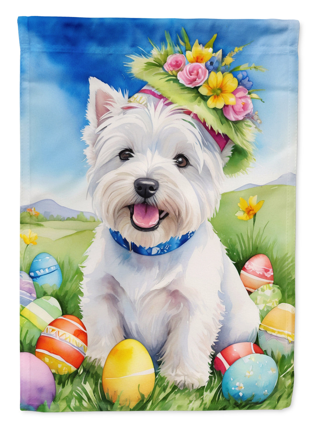 Westie Easter Egg Hunt House Flag Image 1