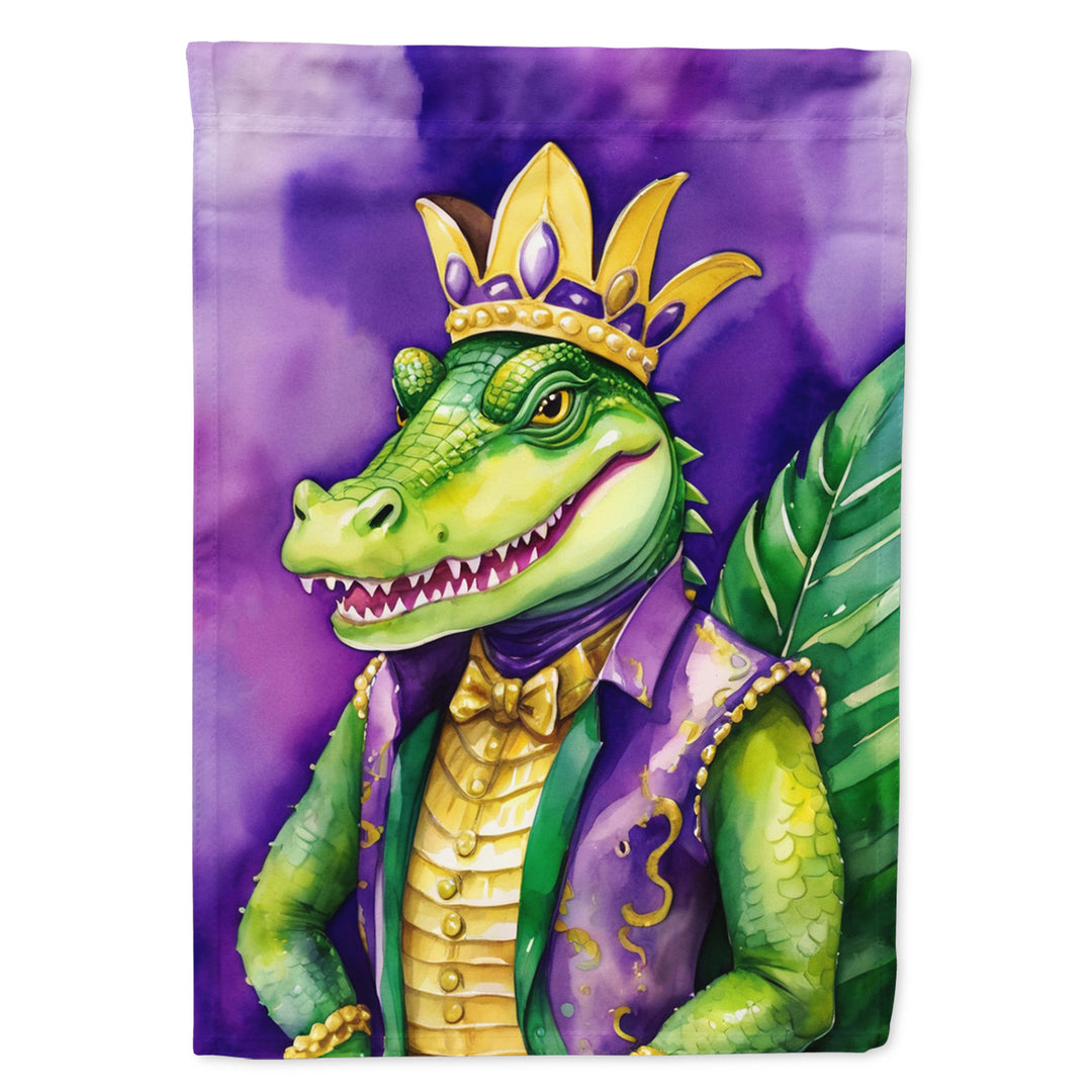 Alligator King of Mardi Gras Garden Flag Image 1