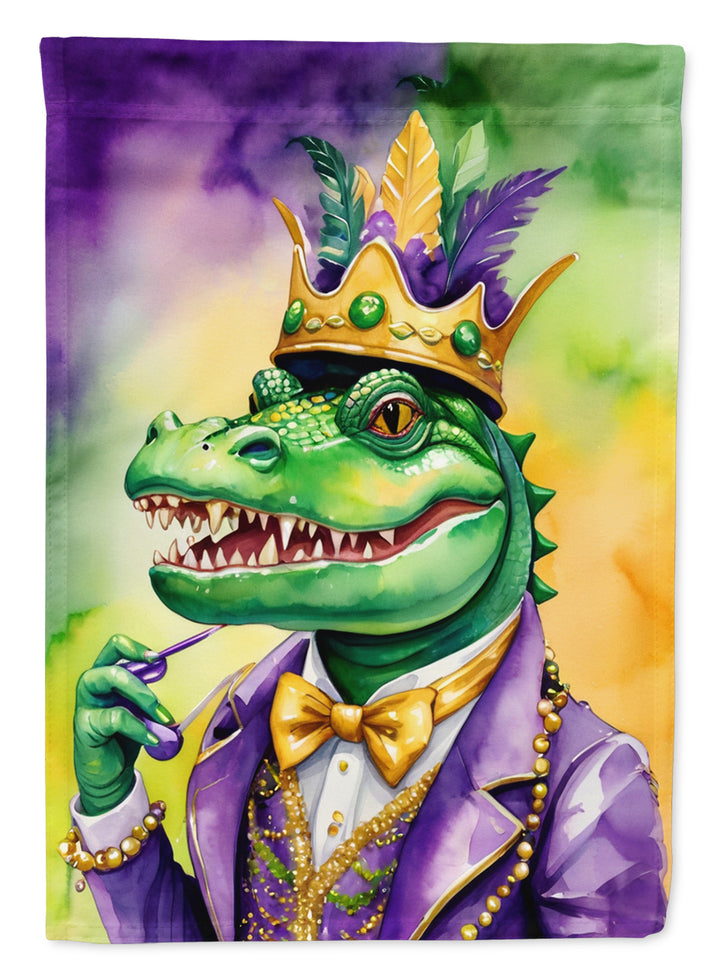 Alligator King of Mardi Gras Garden Flag Image 1