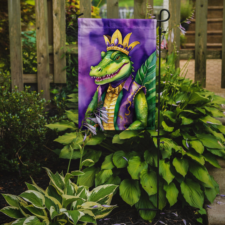 Alligator King of Mardi Gras Garden Flag Image 2