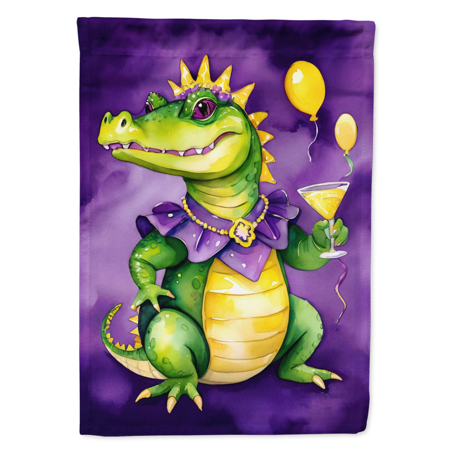 Alligator Mardi Gras Garden Flag Image 1