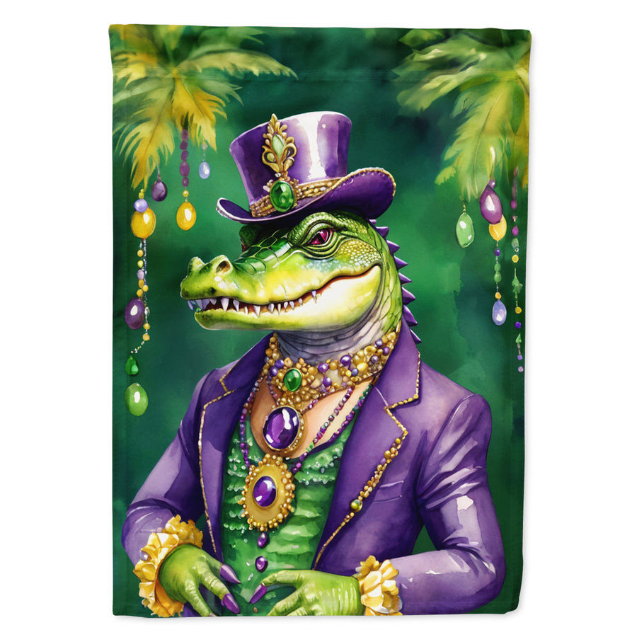 Alligator King of Mardi Gras Garden Flag Image 1