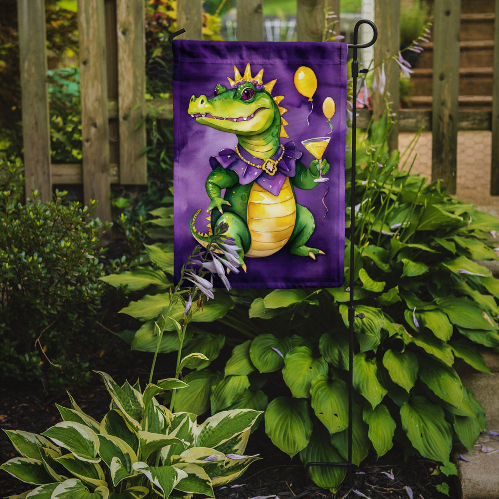 Alligator Mardi Gras Garden Flag Image 2