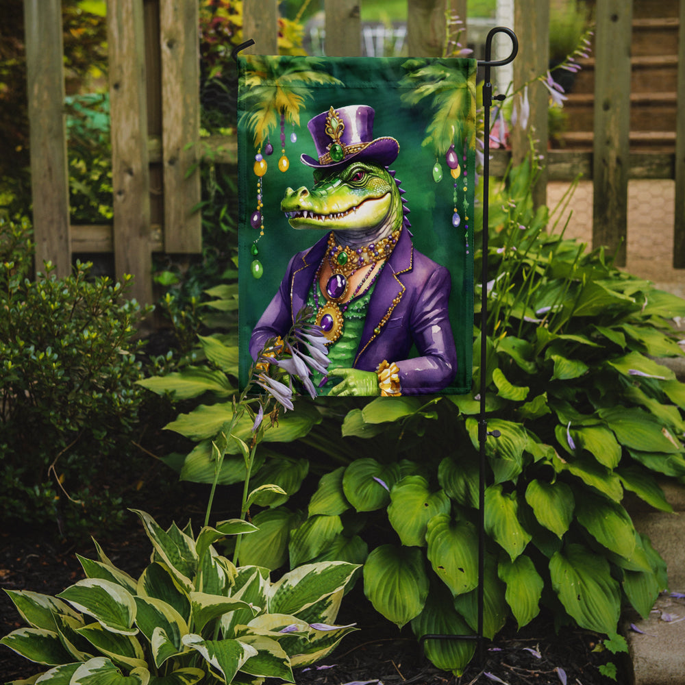 Alligator King of Mardi Gras Garden Flag Image 2