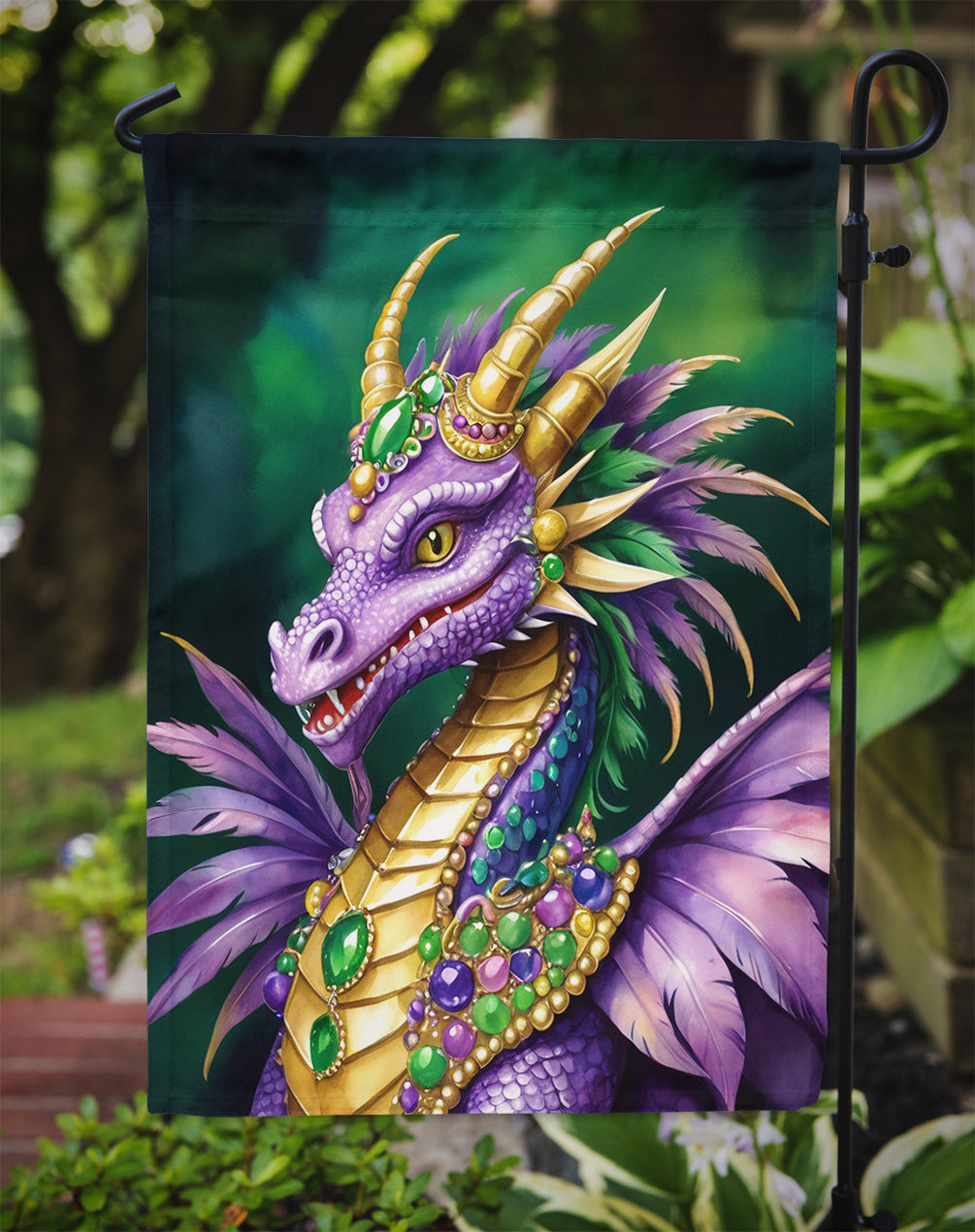 Dragon King of Mardi Gras Garden Flag Image 3