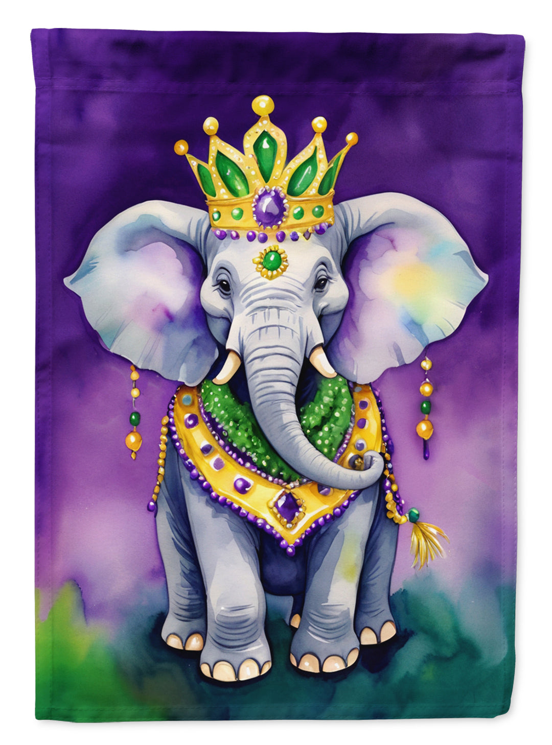 Elephant King of Mardi Gras Garden Flag Image 1