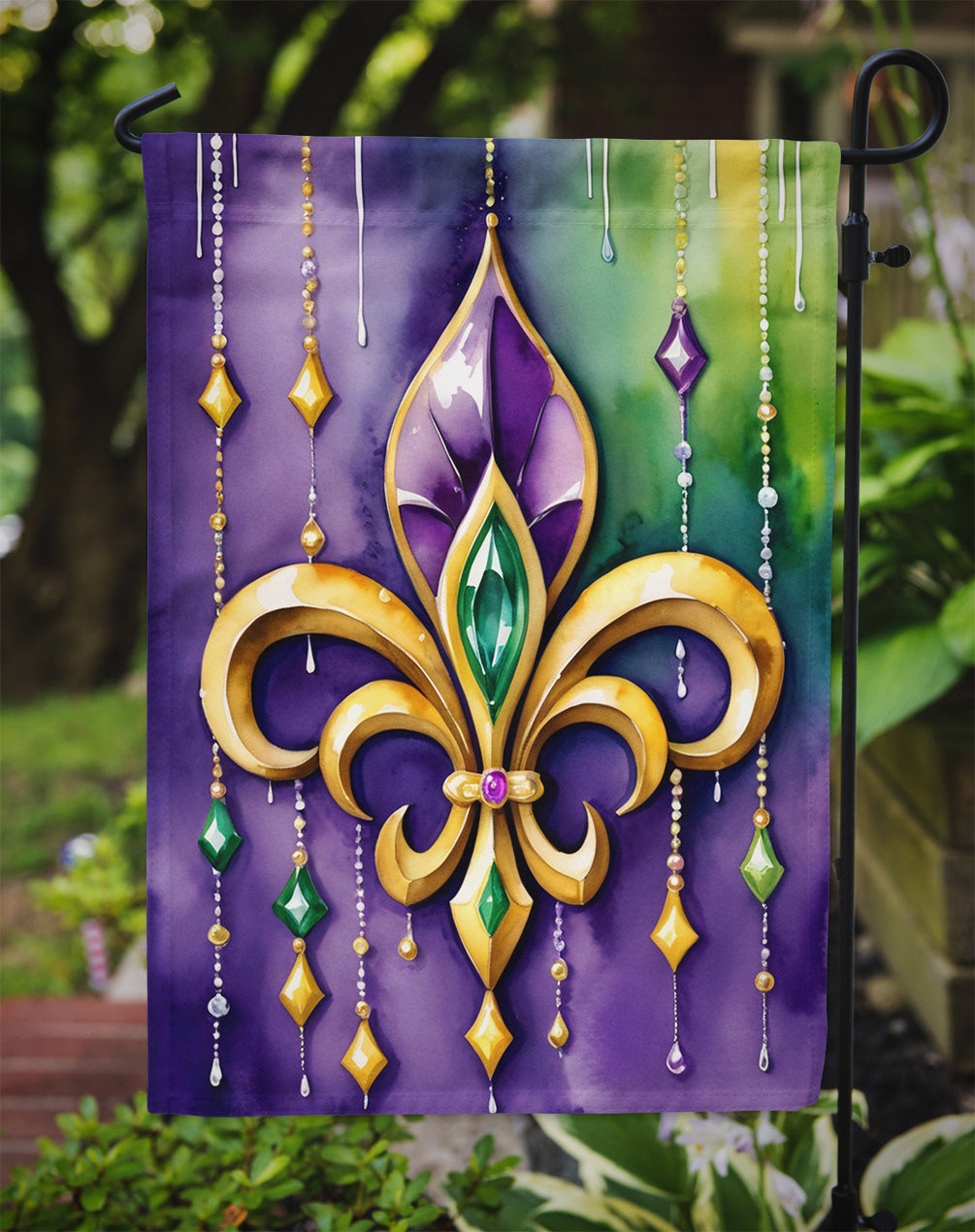 Fleur de lis Mardi Gras Garden Flag Image 3