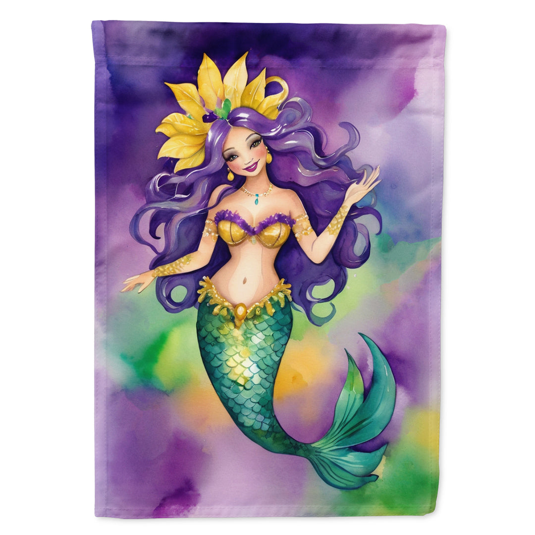 Mermaid Mardi Gras Garden Flag Image 1