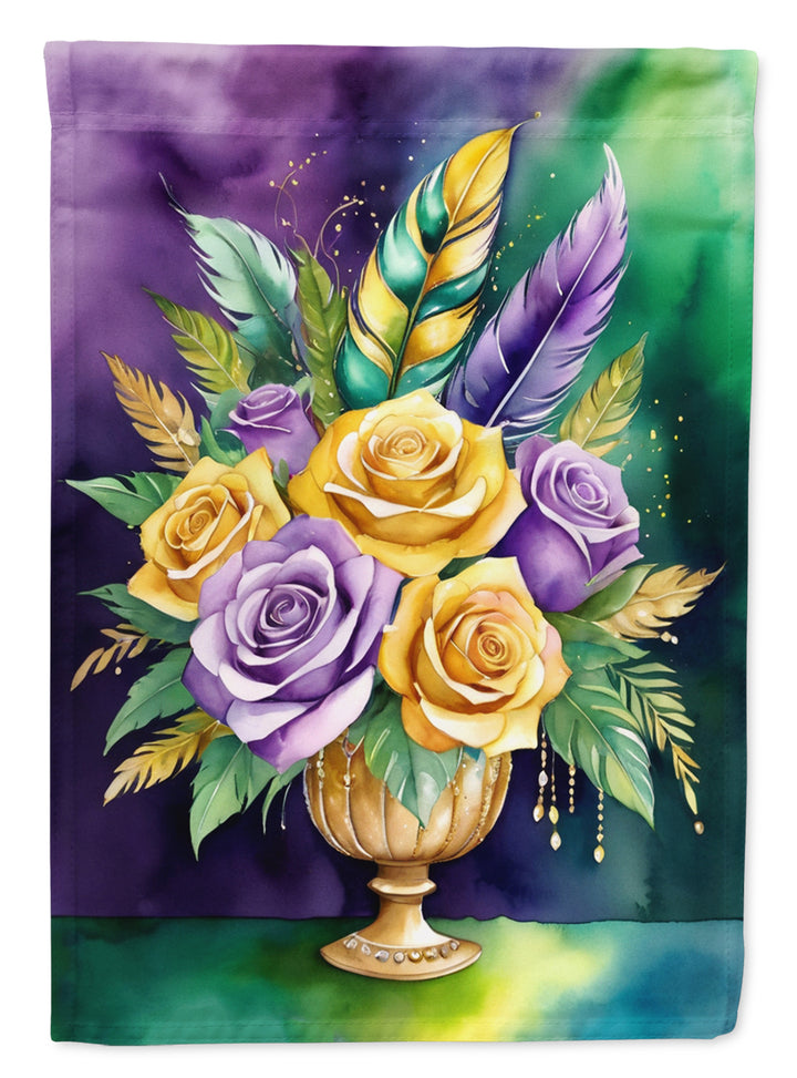 Flowers Mardi Gras House Flag Image 1