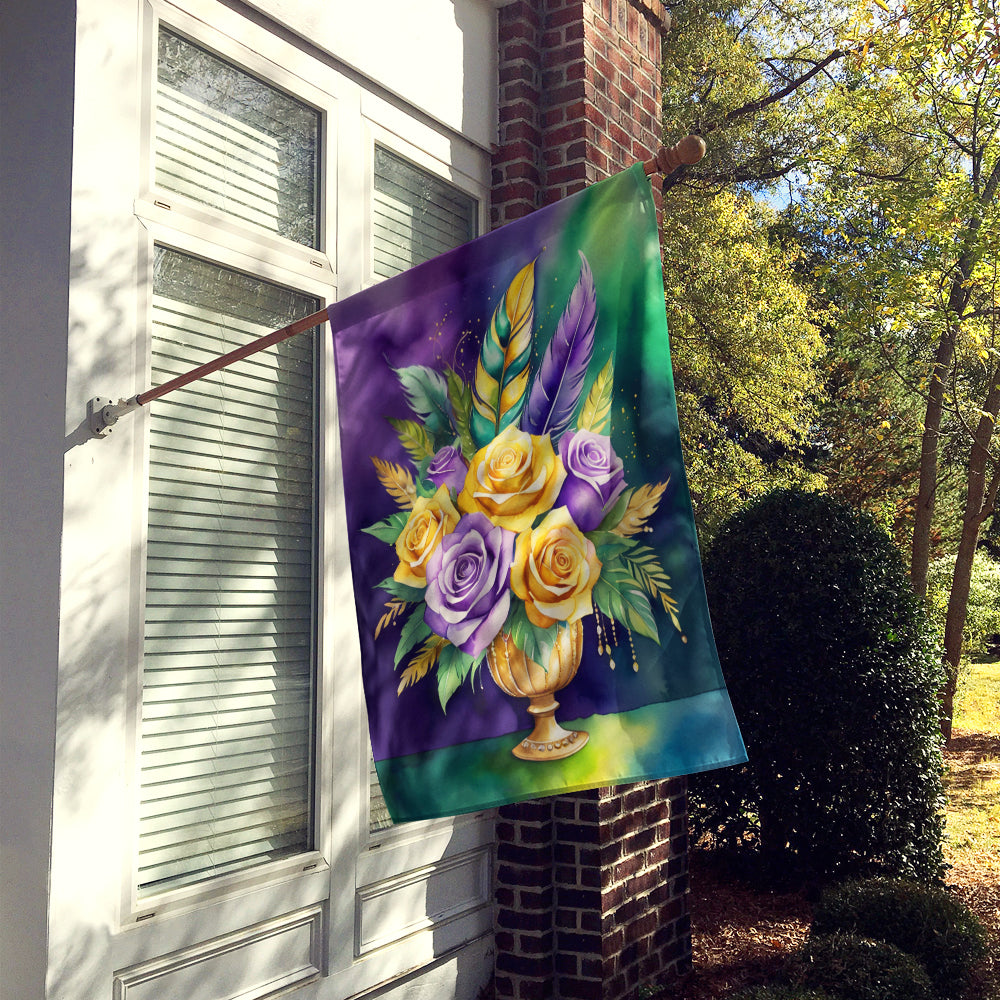 Flowers Mardi Gras House Flag Image 2