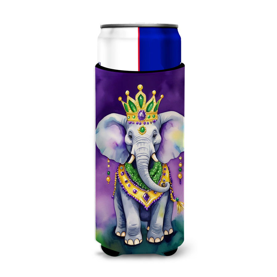 Elephant King of Mardi Gras Hugger for Ultra Slim Cans Image 1