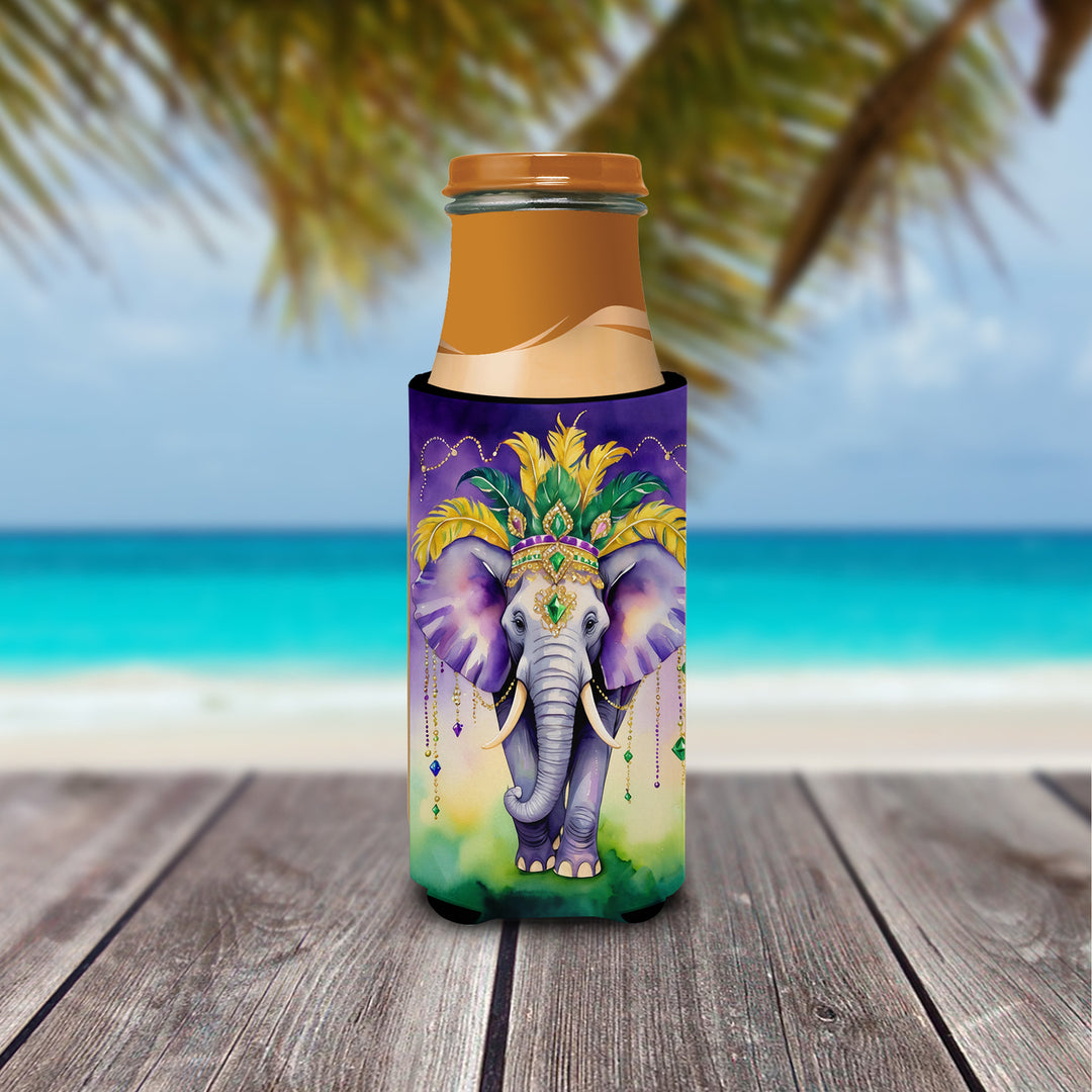 Elephant King of Mardi Gras Hugger for Ultra Slim Cans Image 3