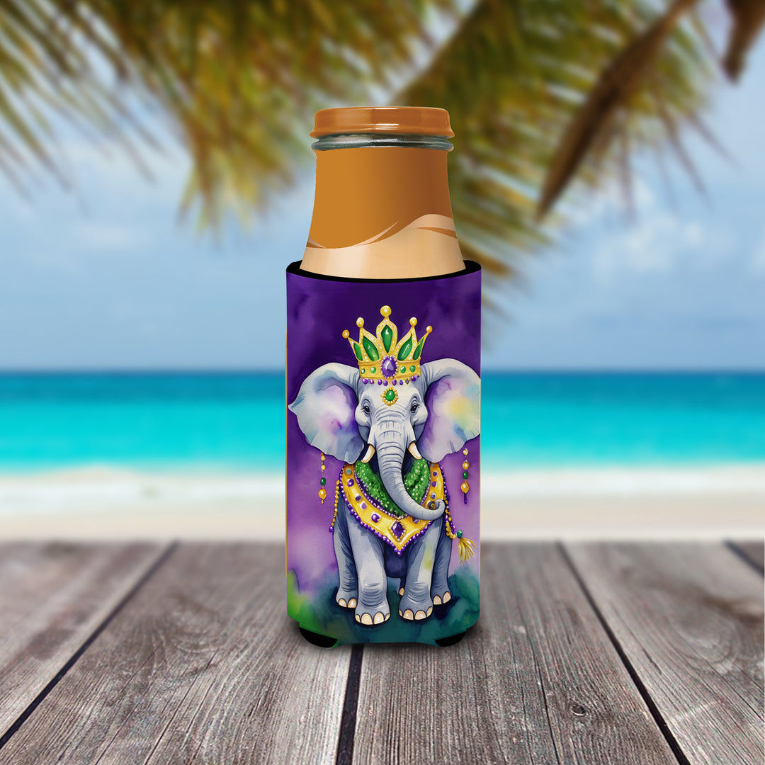 Elephant King of Mardi Gras Hugger for Ultra Slim Cans Image 3