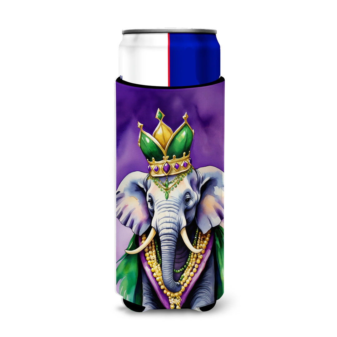 Elephant King of Mardi Gras Hugger for Ultra Slim Cans Image 1