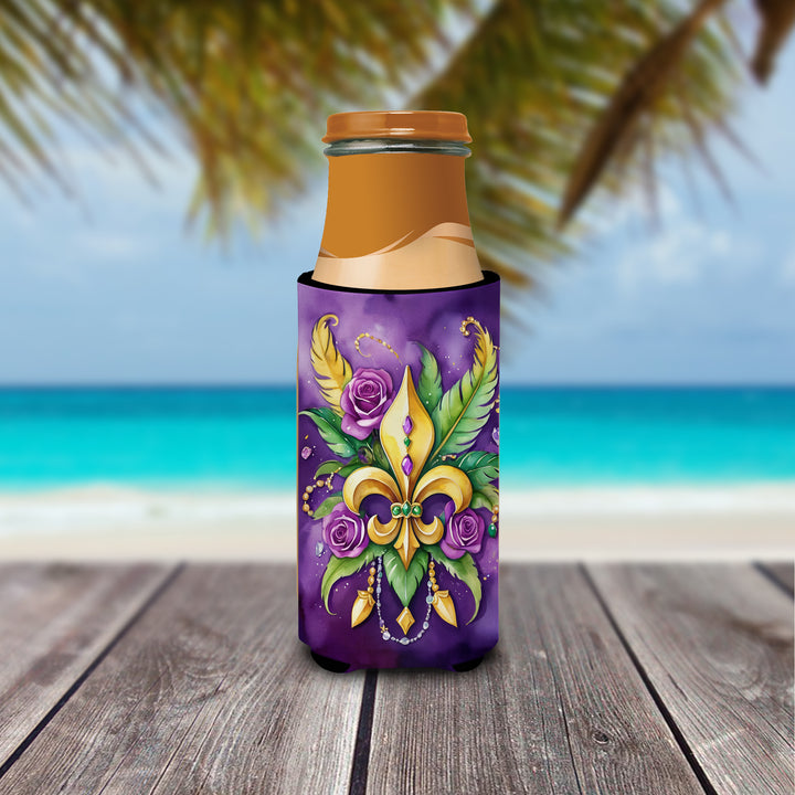 Fleur de lis Mardi Gras Hugger for Ultra Slim Cans Image 3