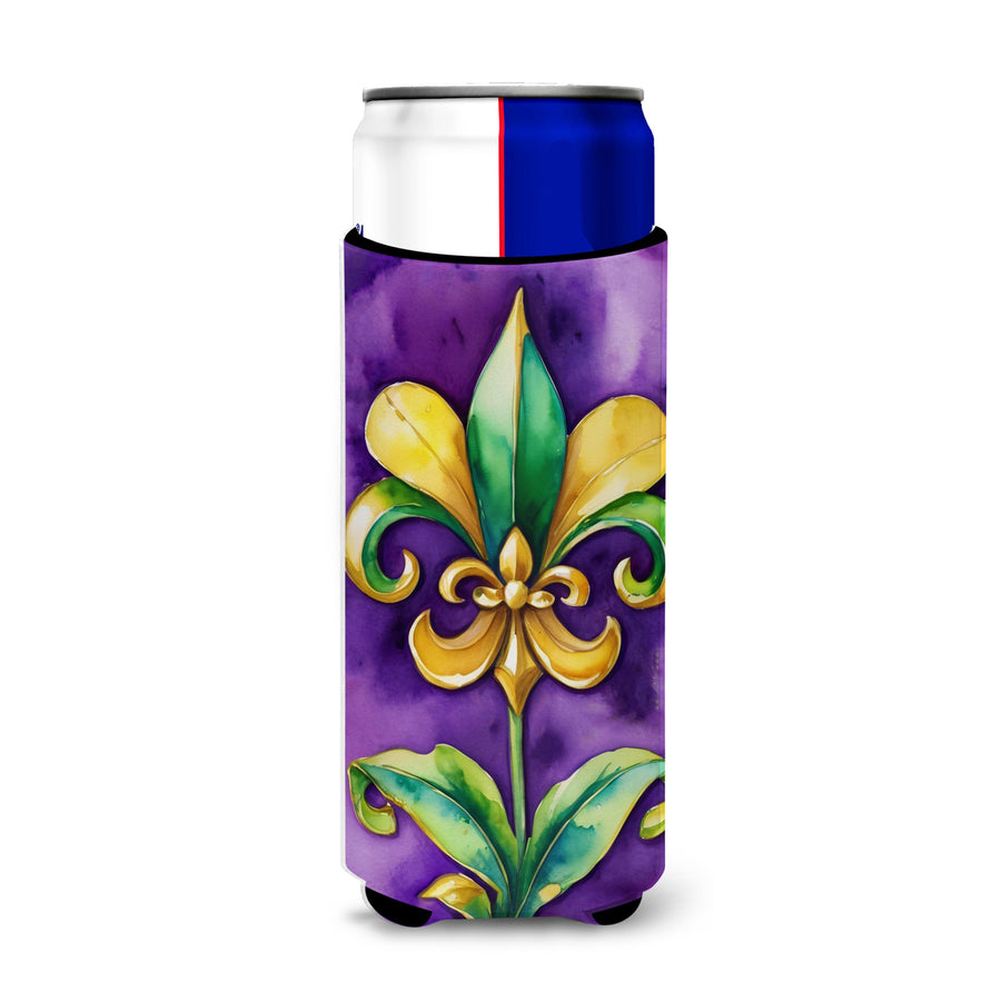 Fleur de lis Mardi Gras Hugger for Ultra Slim Cans Image 1