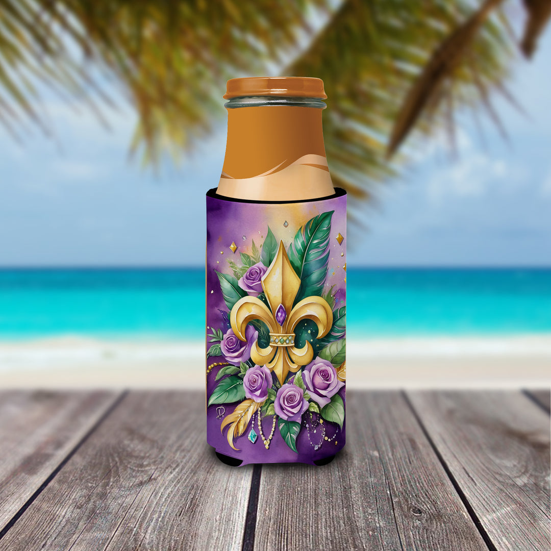 Fleur de lis Mardi Gras Hugger for Ultra Slim Cans Image 3