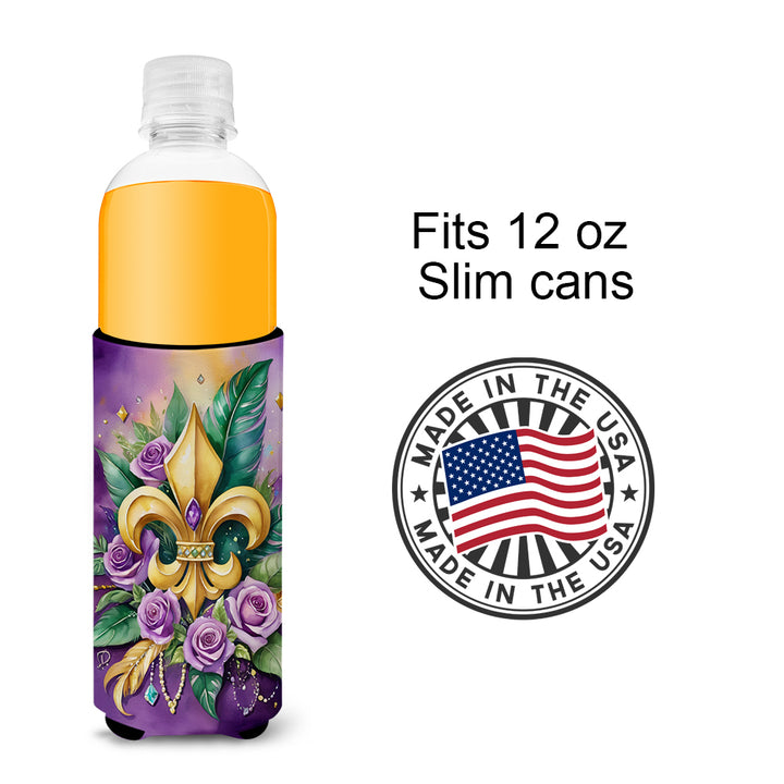 Fleur de lis Mardi Gras Hugger for Ultra Slim Cans Image 4