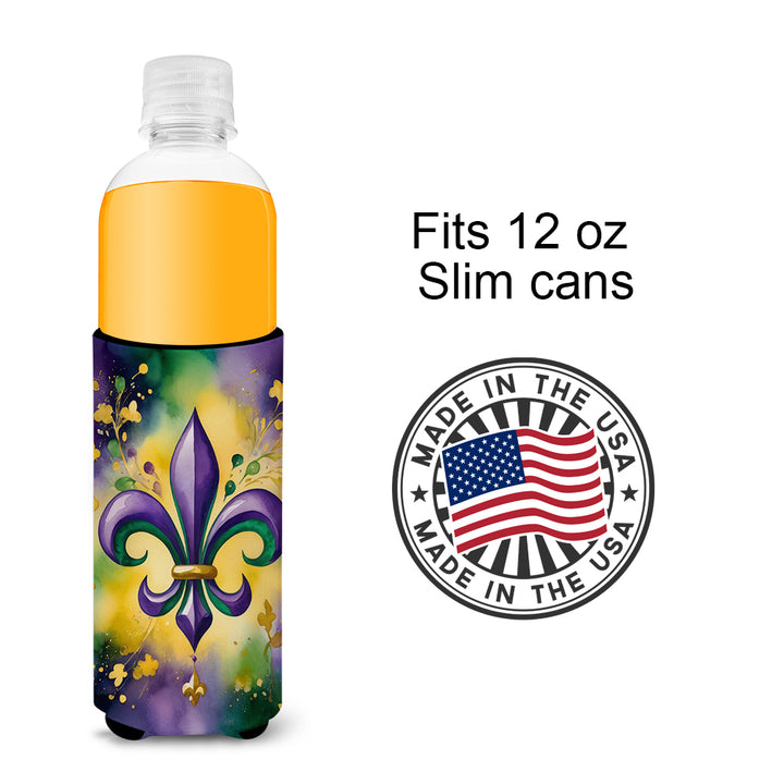 Fleur de lis Mardi Gras Hugger for Ultra Slim Cans Image 4