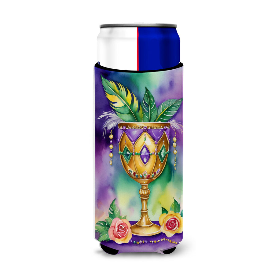 Goblet Mardi Gras Hugger for Ultra Slim Cans Image 1