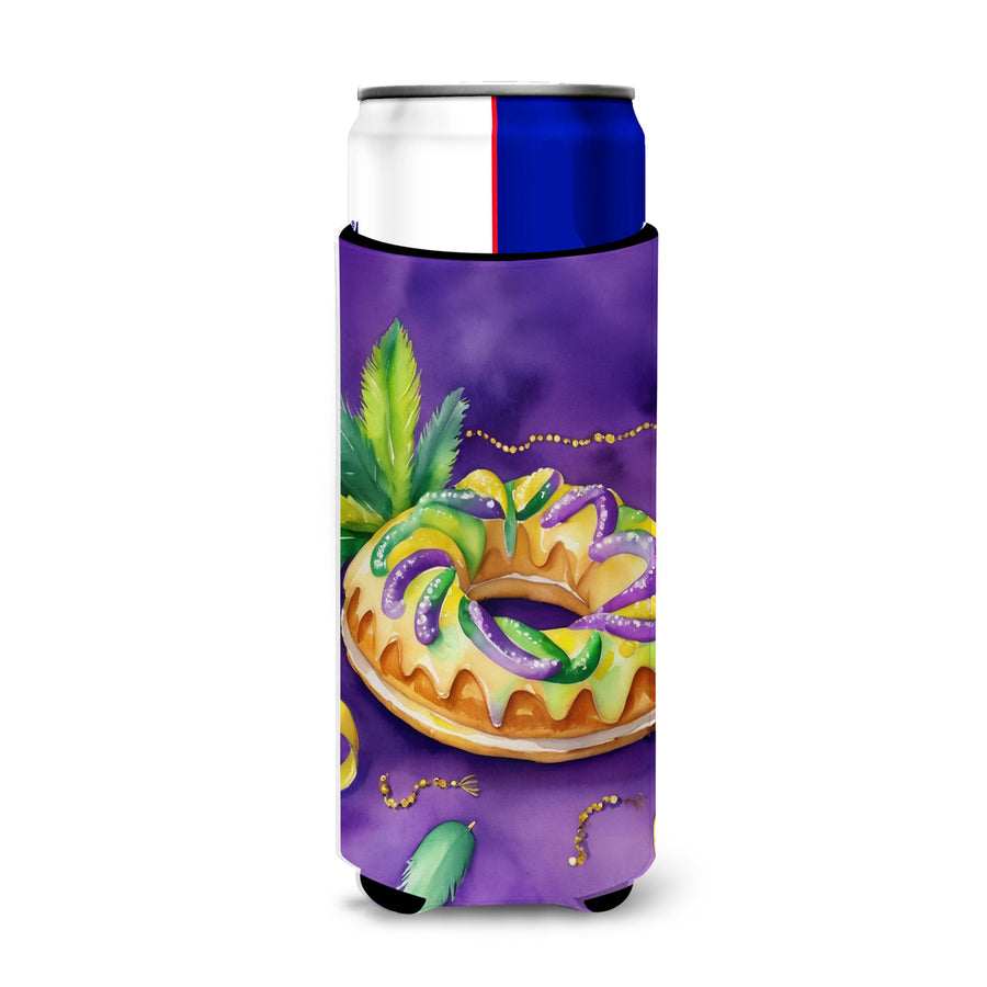 King Cake Mardi Gras Hugger for Ultra Slim Cans Image 1