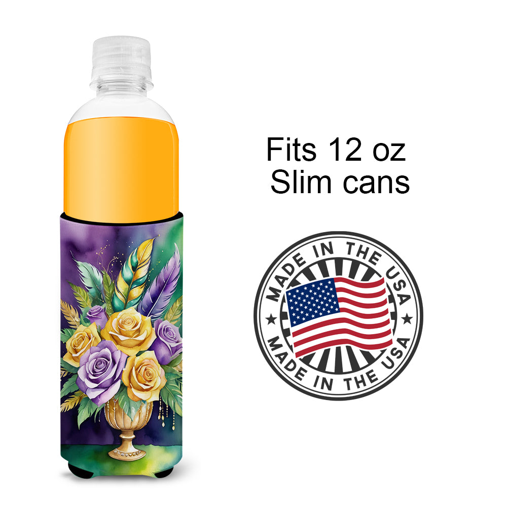 Flowers Mardi Gras Hugger for Ultra Slim Cans Image 4