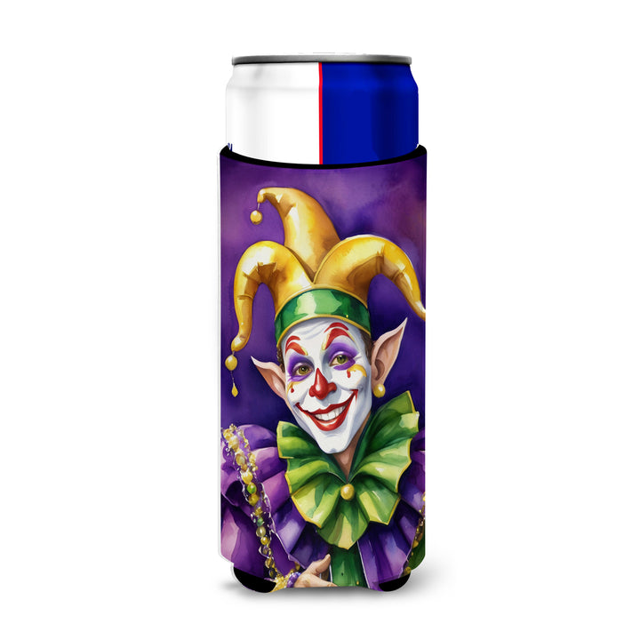 Jester Mardi Gras Hugger for Ultra Slim Cans Image 1