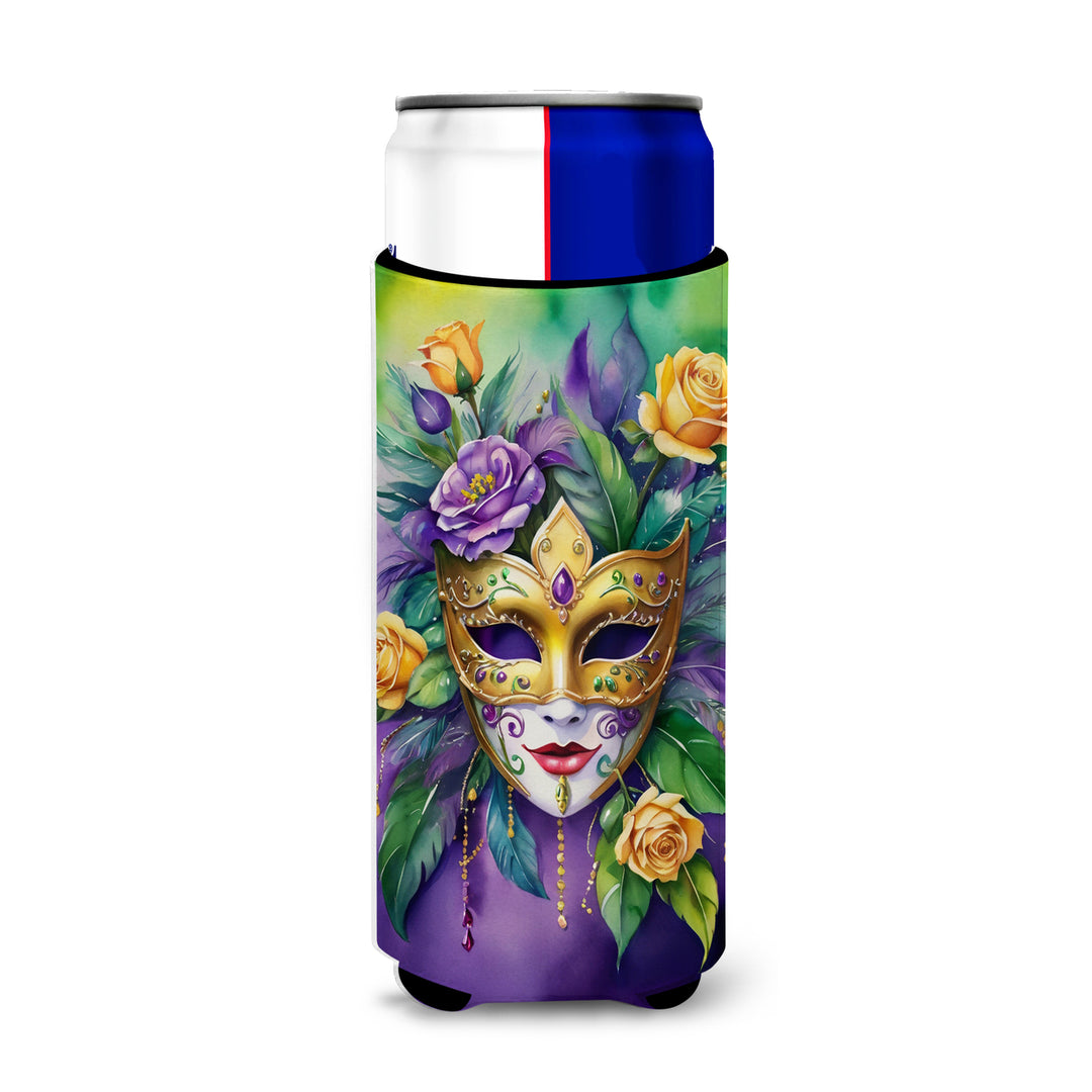 Mask Mardi Gras Hugger for Ultra Slim Cans Image 1