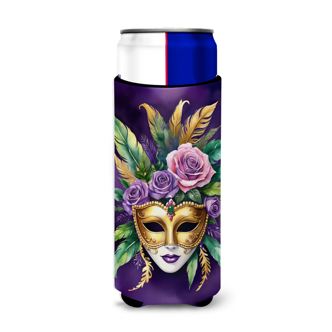 Mask Mardi Gras Hugger for Ultra Slim Cans Image 1