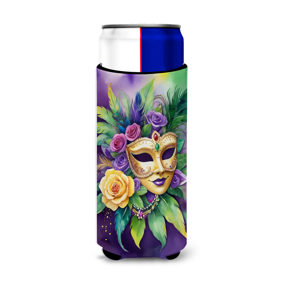 Mask Mardi Gras Hugger for Ultra Slim Cans Image 1