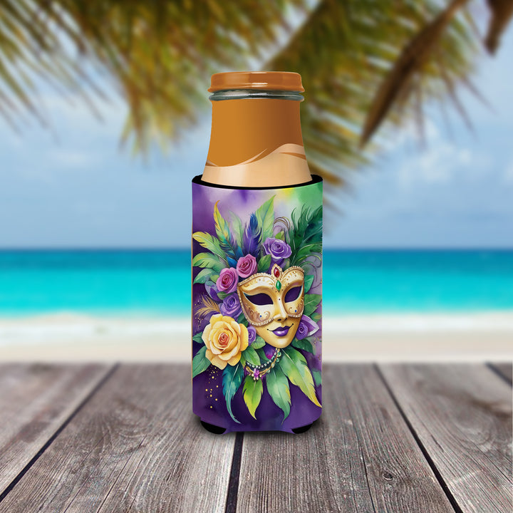 Mask Mardi Gras Hugger for Ultra Slim Cans Image 3