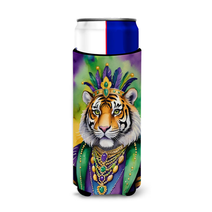 Tiger the King of Mardi Gras Hugger for Ultra Slim Cans Image 1