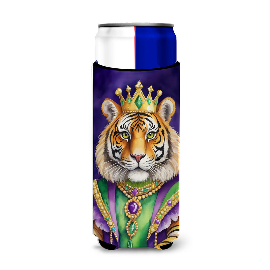 Tiger the King of Mardi Gras Hugger for Ultra Slim Cans Image 1