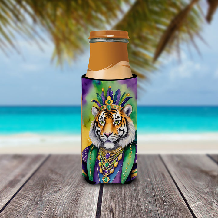 Tiger the King of Mardi Gras Hugger for Ultra Slim Cans Image 3