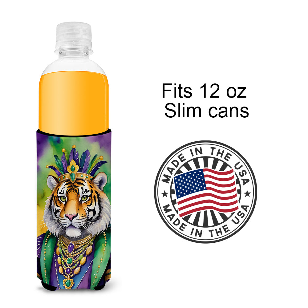 Tiger the King of Mardi Gras Hugger for Ultra Slim Cans Image 4