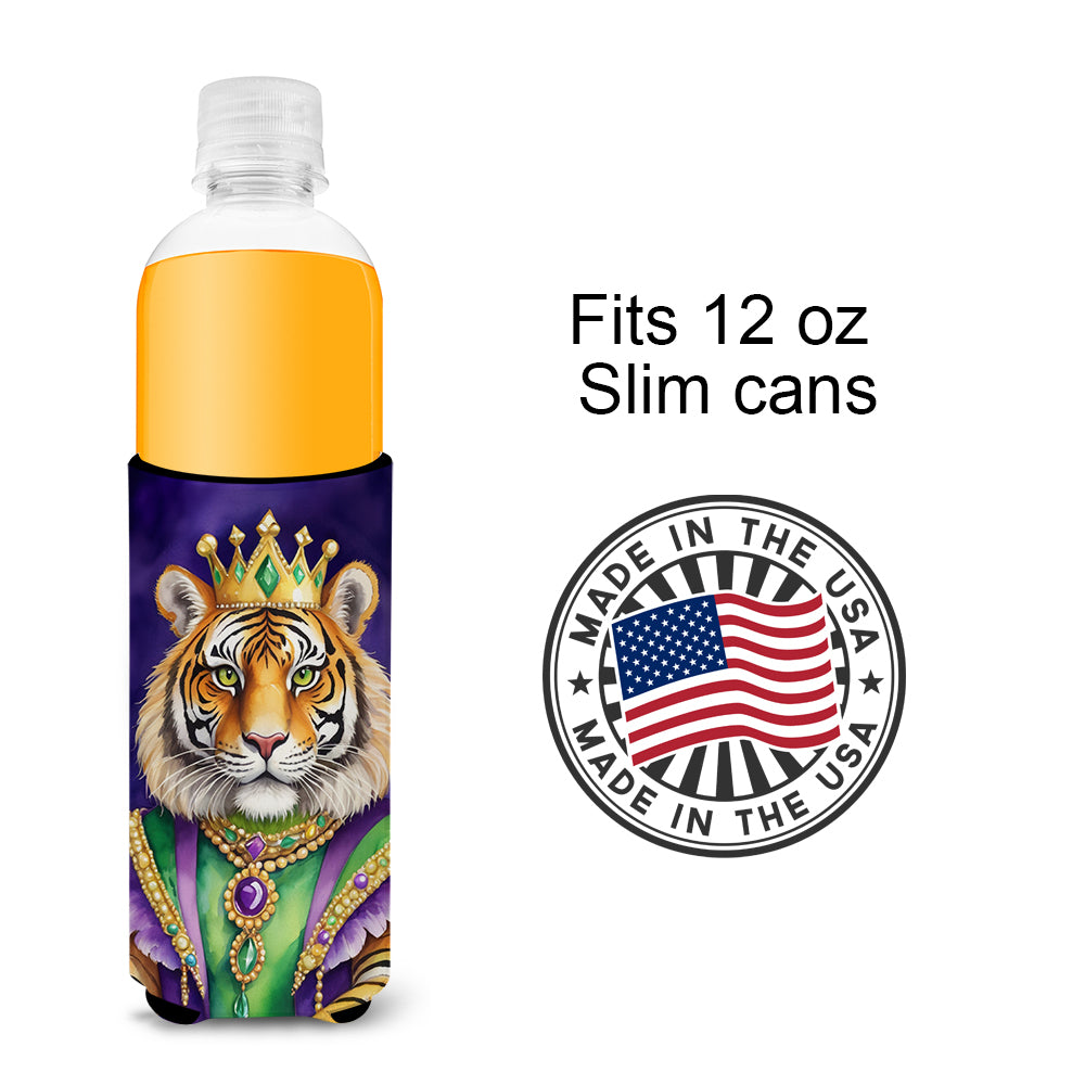 Tiger the King of Mardi Gras Hugger for Ultra Slim Cans Image 4