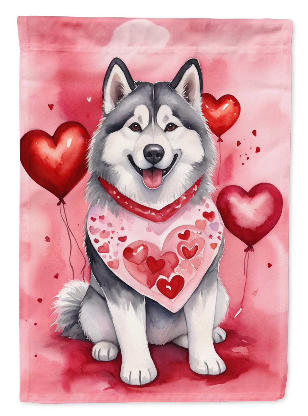 Alaskan Malamute My Valentine Garden Flag Image 1